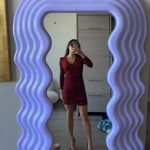 Red checkered dress / plaid pattern bodycon